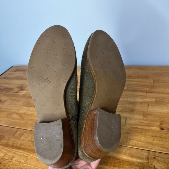 Jack Rogers Army Green Suede Leather Side Zip Ankle Booties Size 7 - Picture 7 of 8